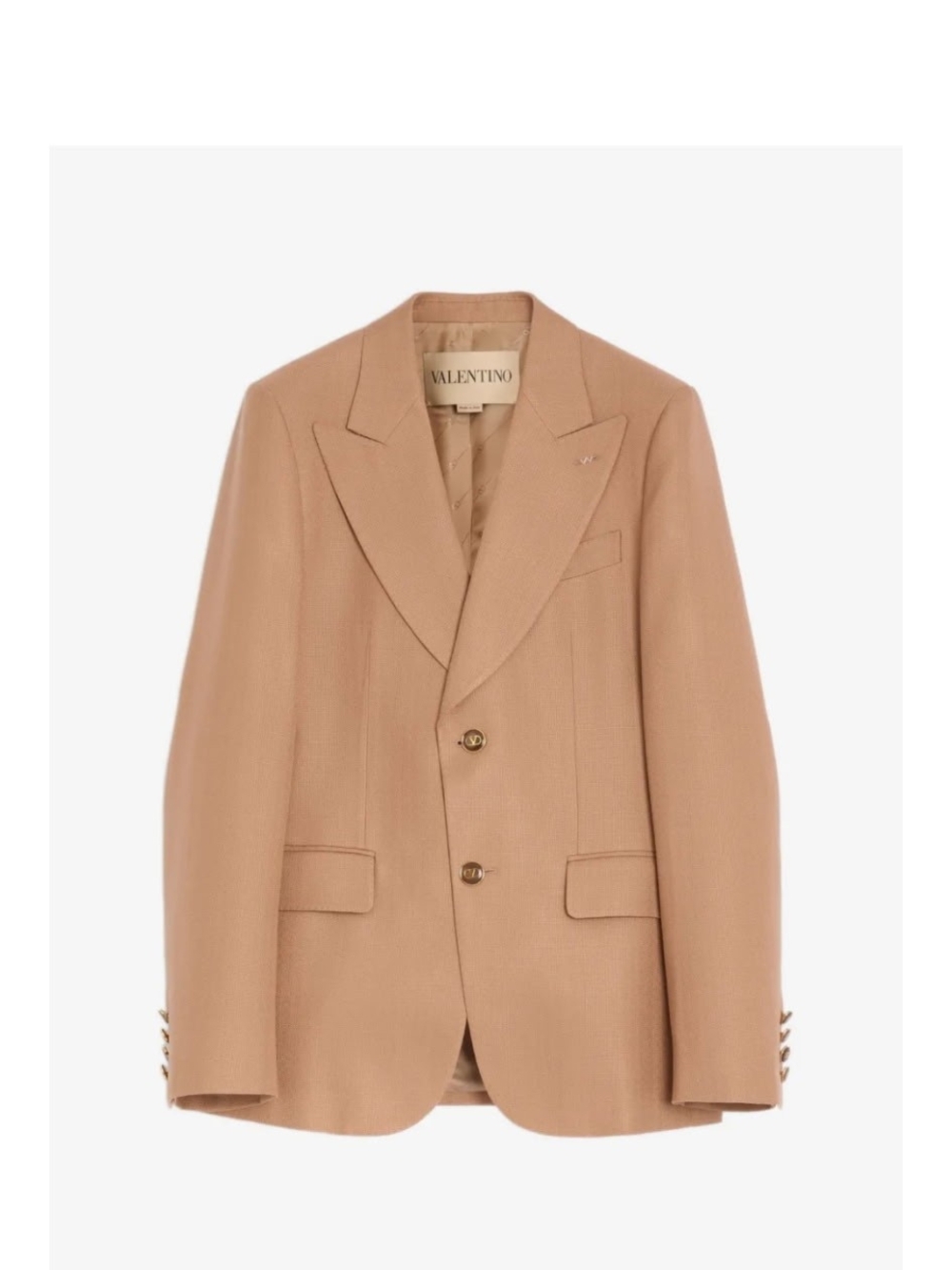 Valentino Garavani Camel Beige Hopsack Viscose Two Button Blazer 36 NWT $4750
